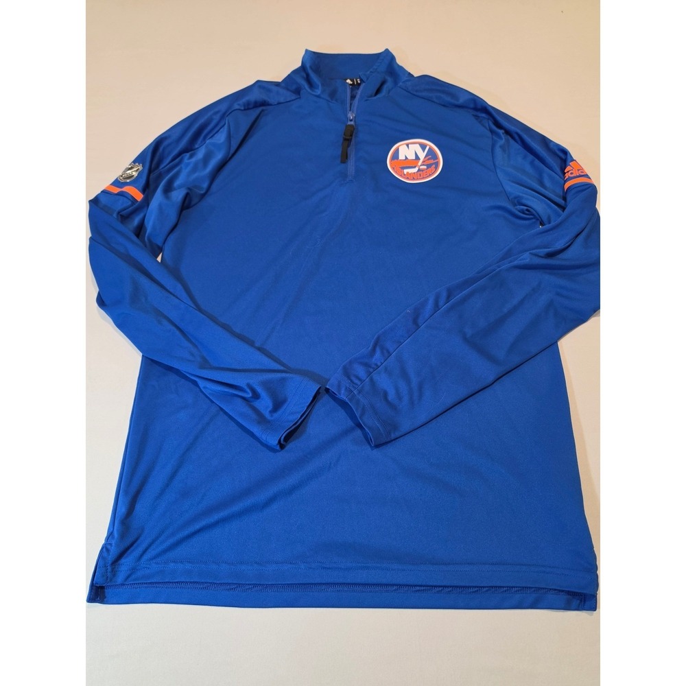 Adidas New York Islanders NHL Quarter Zip Pullover Blue Mens Small Climalite